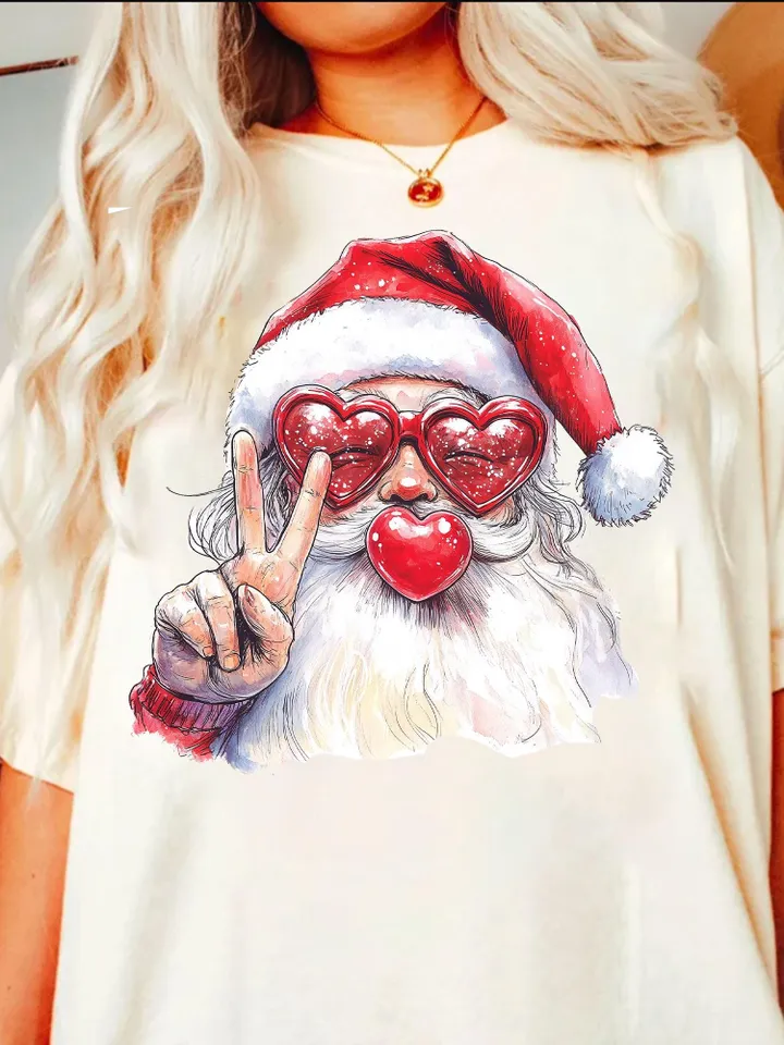 Retro Santa Christmas Blowing Bubble PNG, Vintage Merry Christmas PNG, Funny Santa With Sunglasses Xmas Holiday Sublimation Digital Download
