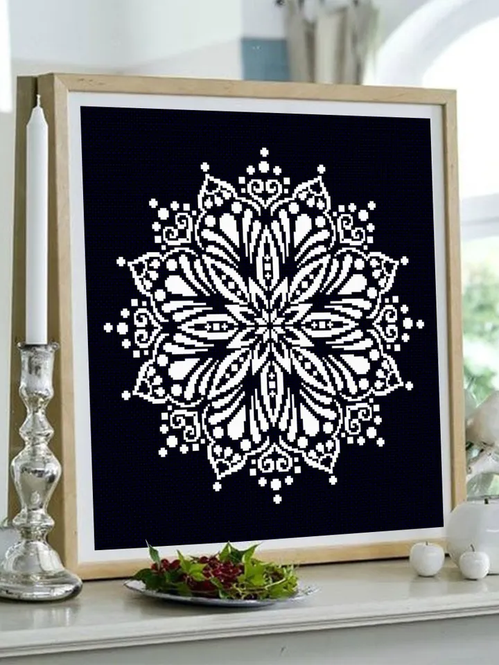Flower mandala set cross stitch pattern download pdf Floral cross stitch chart Modern beginner stitch Home decor Floral mandala digital #S65