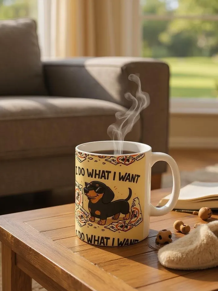 Whimsical Dachshund Dog Lover Ceramic Mug,I Do What I Want, Gift for Pet Owners, Coffee Cup, Cute Dog Mug, Animal Lovers, Gift For Dog Mom