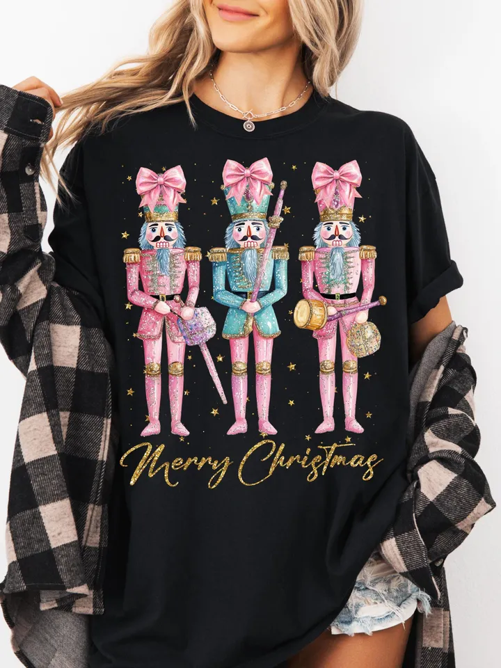 Glitter Nutcracker Friends PNG, Pink Christmas PNG, Coquette png, Pink bow png, Pink Christmas PNG sublimation, Coquette Christmas png
