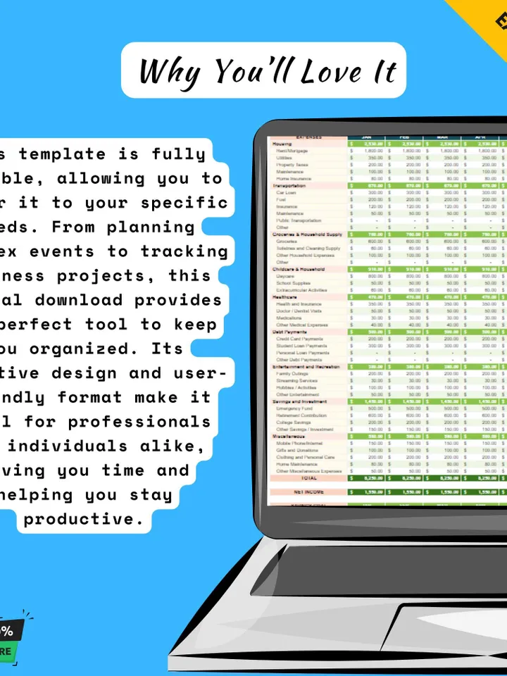 Family Budget Template, Google Sheets Budget Planner, Digital Download, Easy-to-Use Finance Tracker for Household & Family Expenses