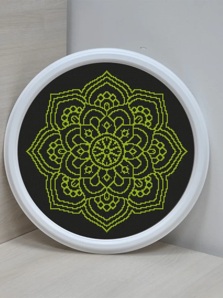 Mandala cross stitch pattern download PDF Flower mandala digital PDF Monochrome cross stitch chart Modern quick cross stitch counted #M46