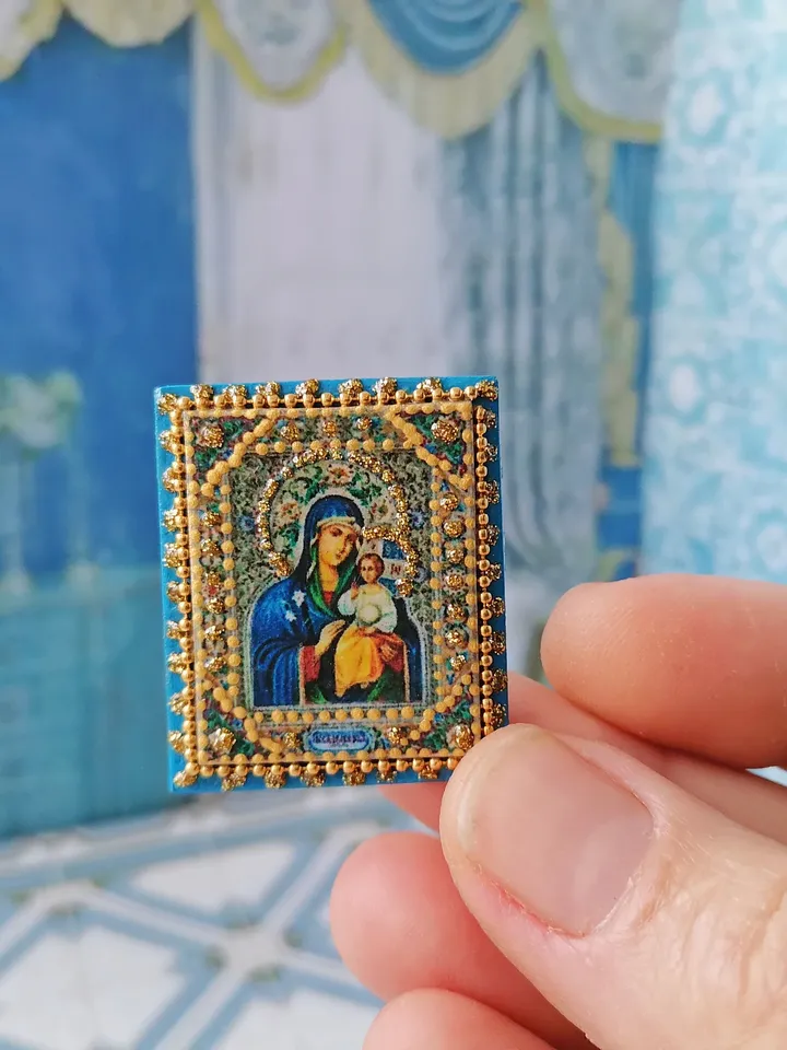 Miniature icon. Christmas icon.1:12 scale.Dollhouse miniature. Christmas. 1:12.Handmade.