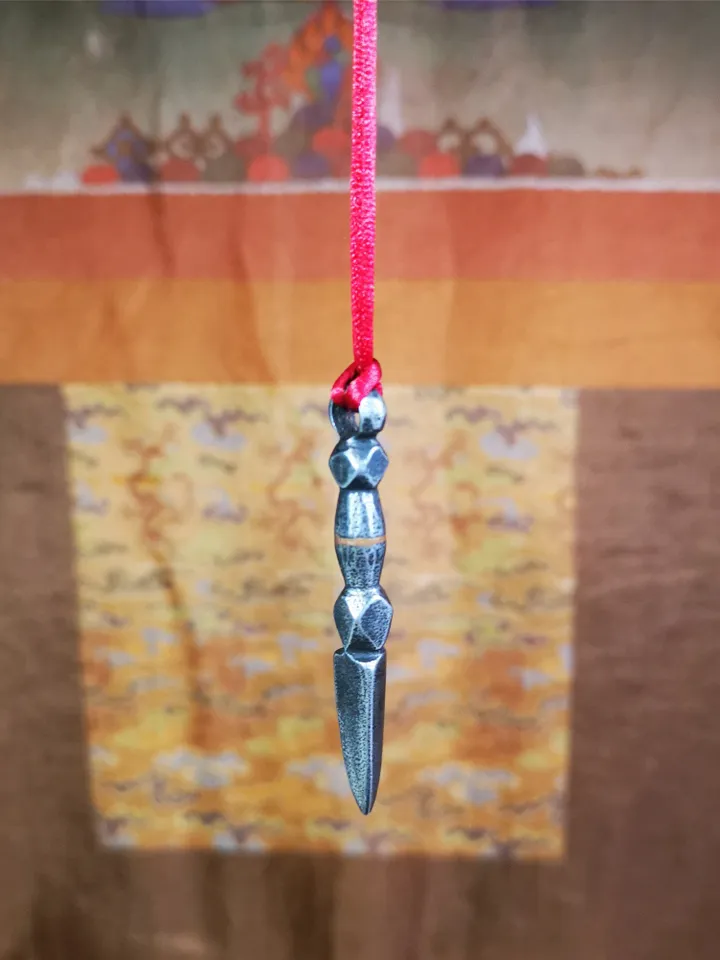 Gandhanra Handmade Tibetan Amulet ,Kila(Dorje Phurba) , Trantic Buddhism Ritual Implement Pendant,Made of Cold Iron,2.2"