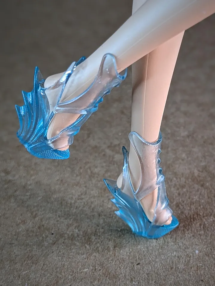 Blue transparent wedge sandals for 1/6 scale female dolls