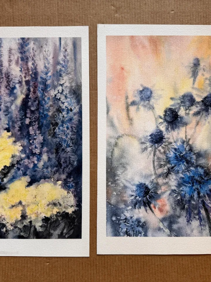 Flowers Prints Wall Art Set of 2 Prints Wildflowers Painting Flowers Watercolor Painting
