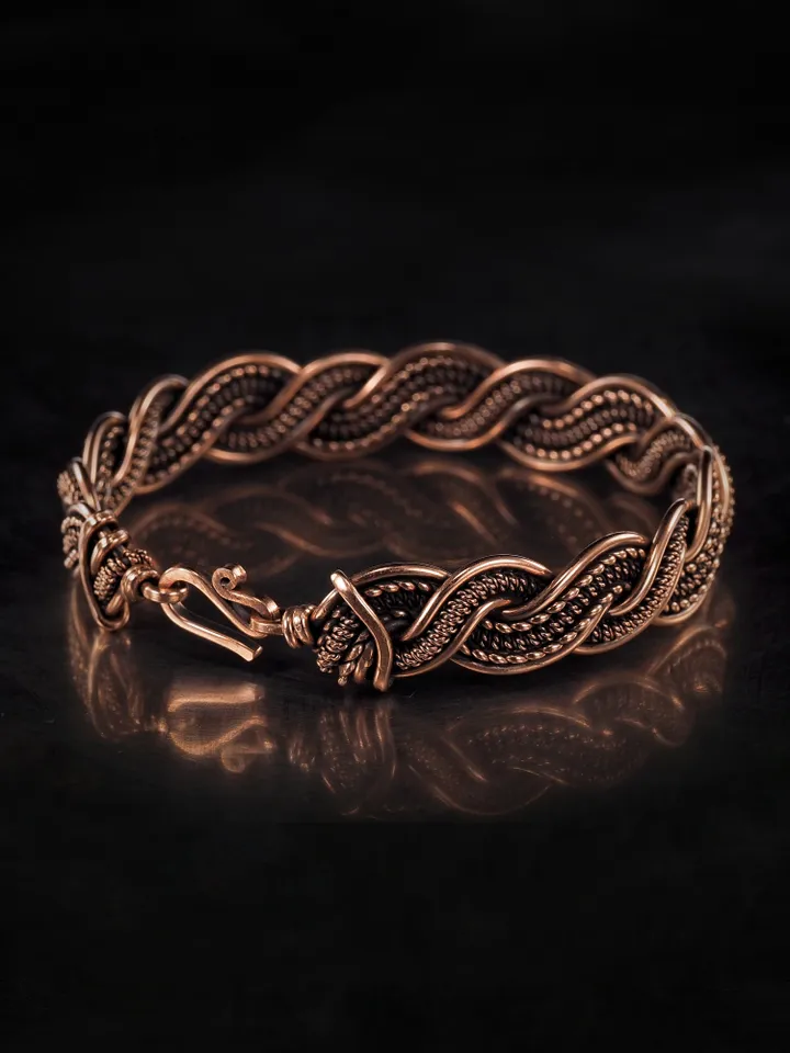 Woven copper wire bracelet Antique style handcrafted copper jewelry Unique gift