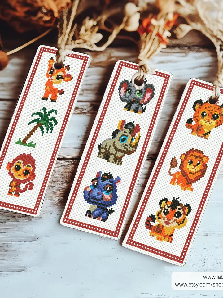 Bookmark Animals cross stitch pattern, bundle 3, home decor, counted, chart, gift DIY, embroidery, beginner, instant PDF, Digital