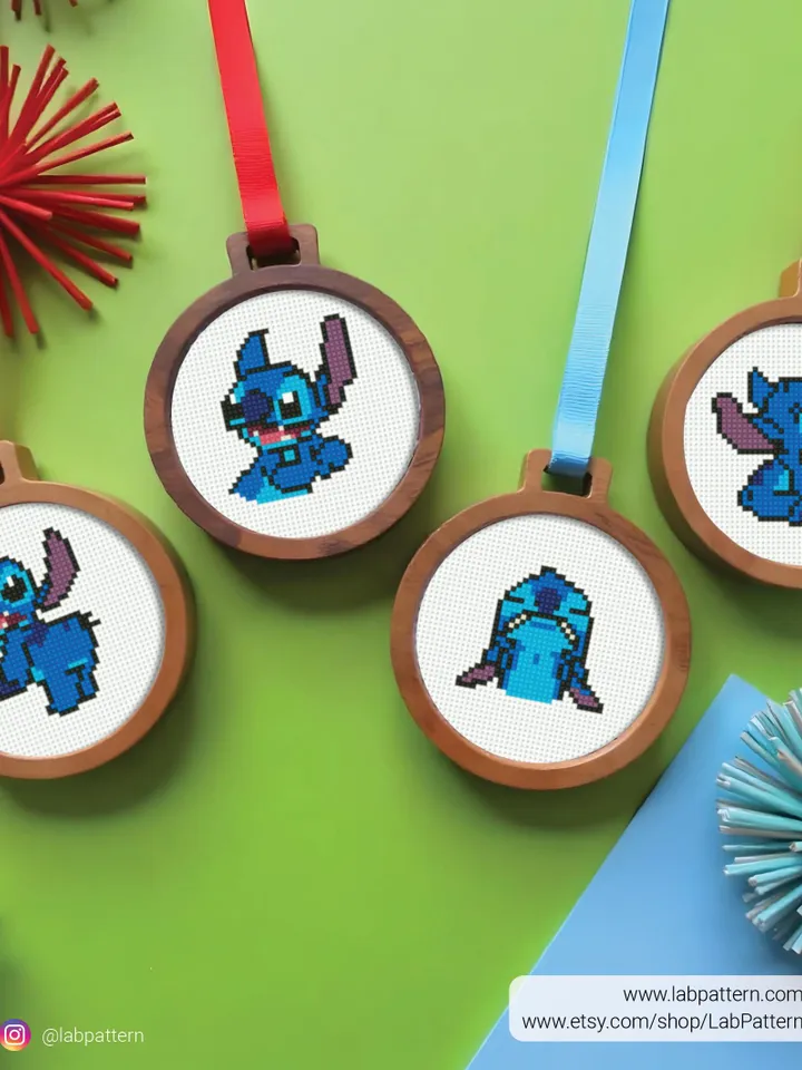 Bundle of 10 mini Lilo and Stitch Cross stitch patterns, Cartoon, Set Small, beginner, modern chart, gift DIY, embroidery, instant PDF