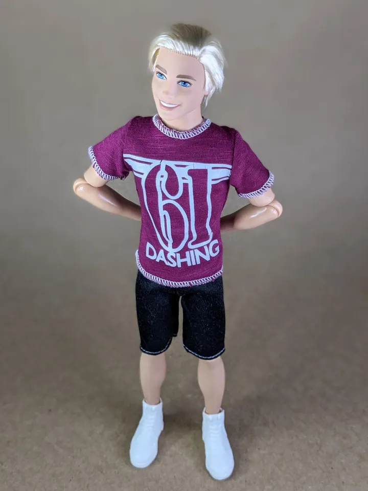 Red wine printed T-shirt for 12-inch fashion male dolls