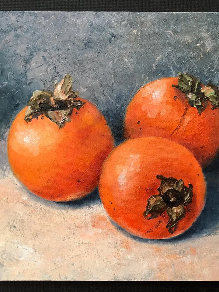 Still Life Original Painting Fruits Oil Painting Persimmons Wall Art