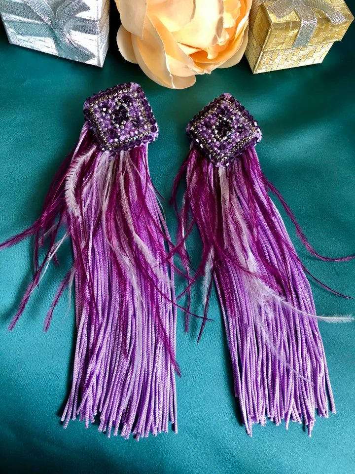 Feather and Crystal Earrings