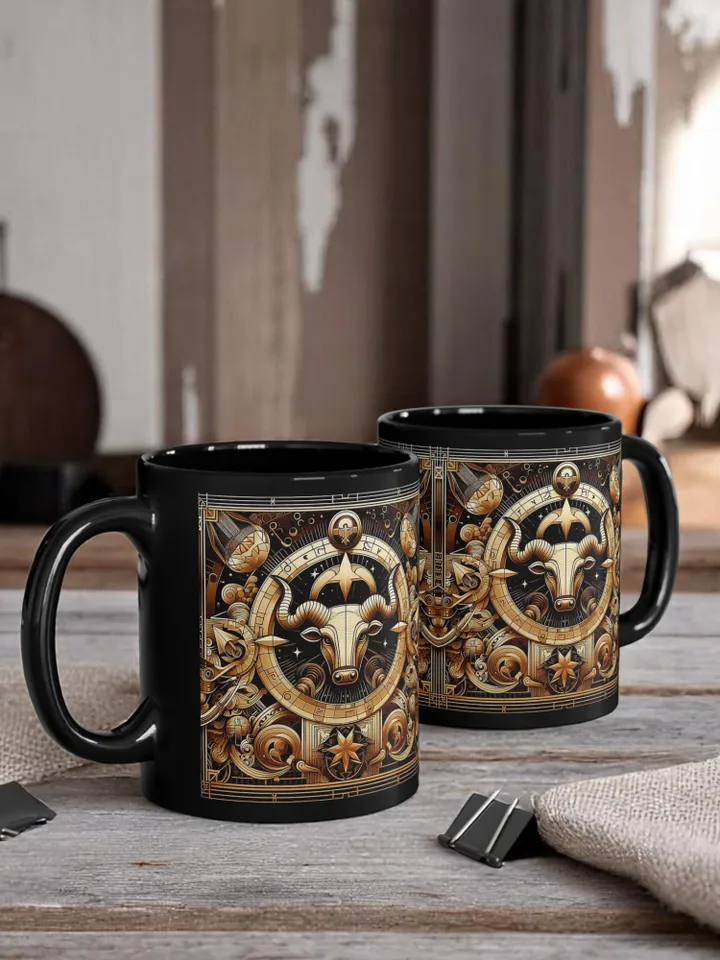 Taurus Ceramic Mug Coffee Lovers Gift, Home Decor, Artisan Mug, Unique Coffee Cup, Intricate Design Mug