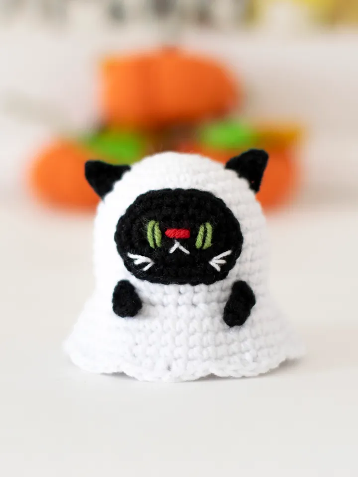 Cute cat ghost miniature monster toy, Halloween kids gift, Halloween sign, Halloween party table creepy cute decor