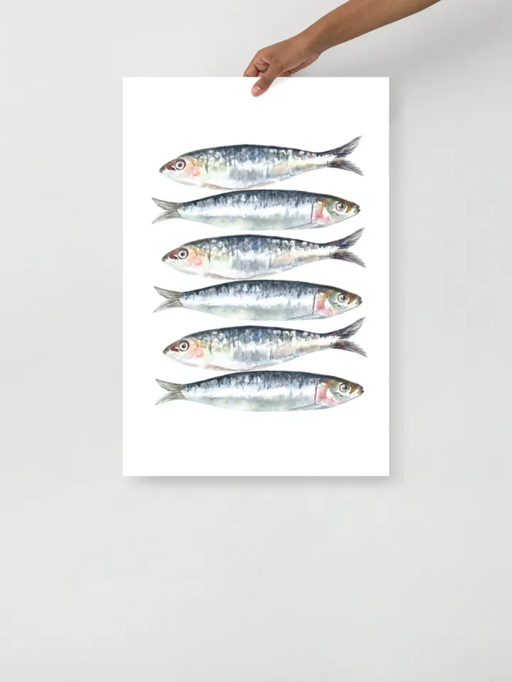 Sardines Art Print Watercolor Painting Kitchen Art Food Art Fishing Decor Gift Sardines Food Still Life Fishing Decor Fodd Still Life Print