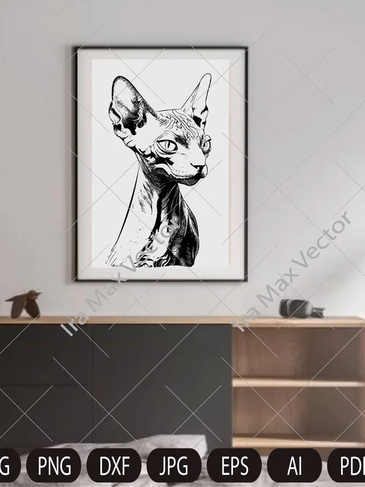 Sphinx Cat Svg, Sphinx Cat face , Sphinx Cat head , Sphinx Cat Files, Sphinx Cat Silhouette, Sphinx Cat Design File Cutting File
