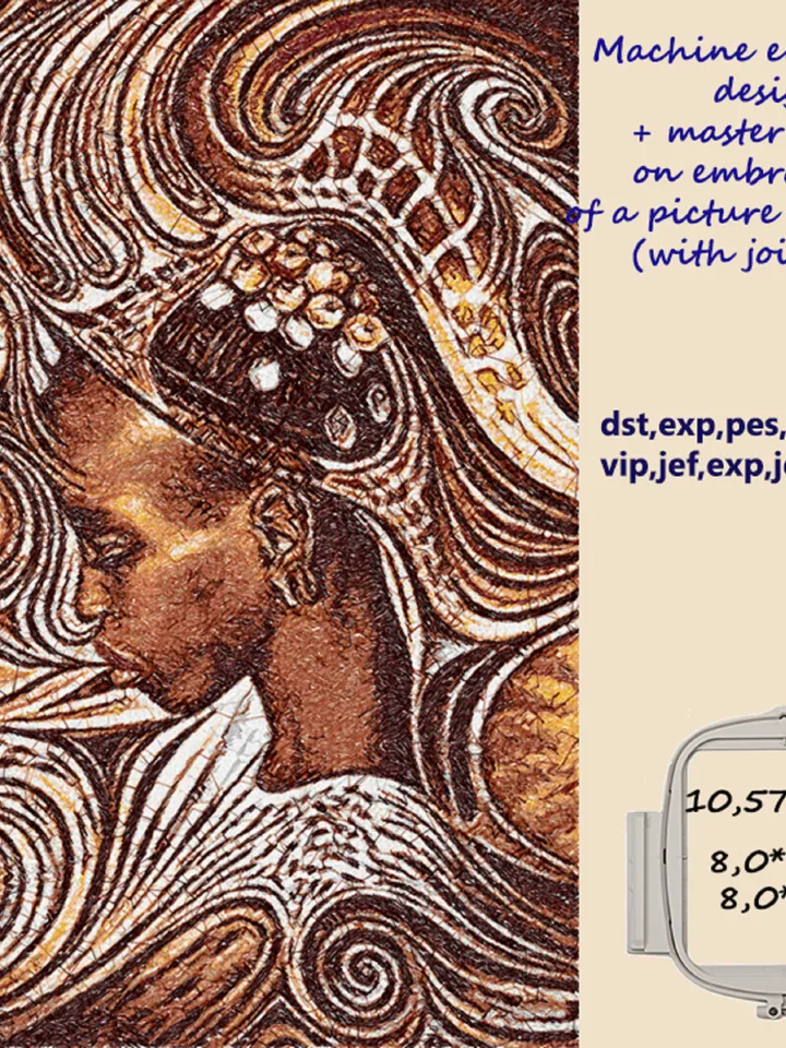 Africa girl photo stitch Embroidery Design