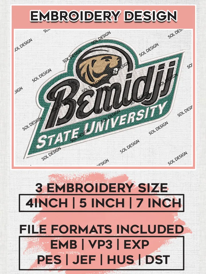 NCAA Bemidji State Uni.versity Team Logo Embroidery Design Files, NCAA Bemidji State Beavers Machine Embroidery, NCAA Teams, 3 sizes, NCAA Machine embroidery designs, Digital Download