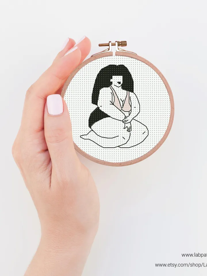 Bundle of 6 mini woman body art Cross stitch patterns, contemporary, Abstract, beginner counted, modern chart, DIY, embroidery, instant PDF