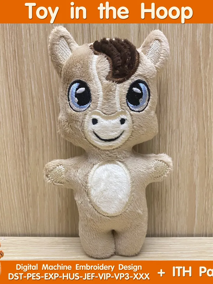 ITH Cute Horse toy soft stuffed in the Hoop Digital Design for Machine Embroidery