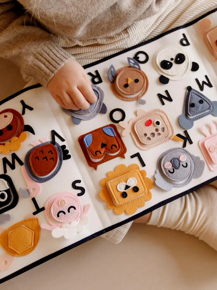 felt quiet busy book toddler 1,2 year old, abc felt activity alphabet book, felt animals abc toys, autism toys 12-24-36 months, kinderkrama