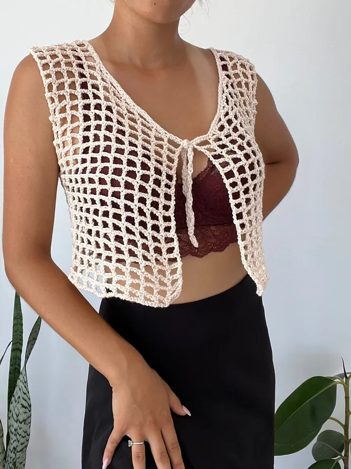 Mesh top, crochet pattern mesh top, crochet mesh vest, summer top , beginner top pattern PDF