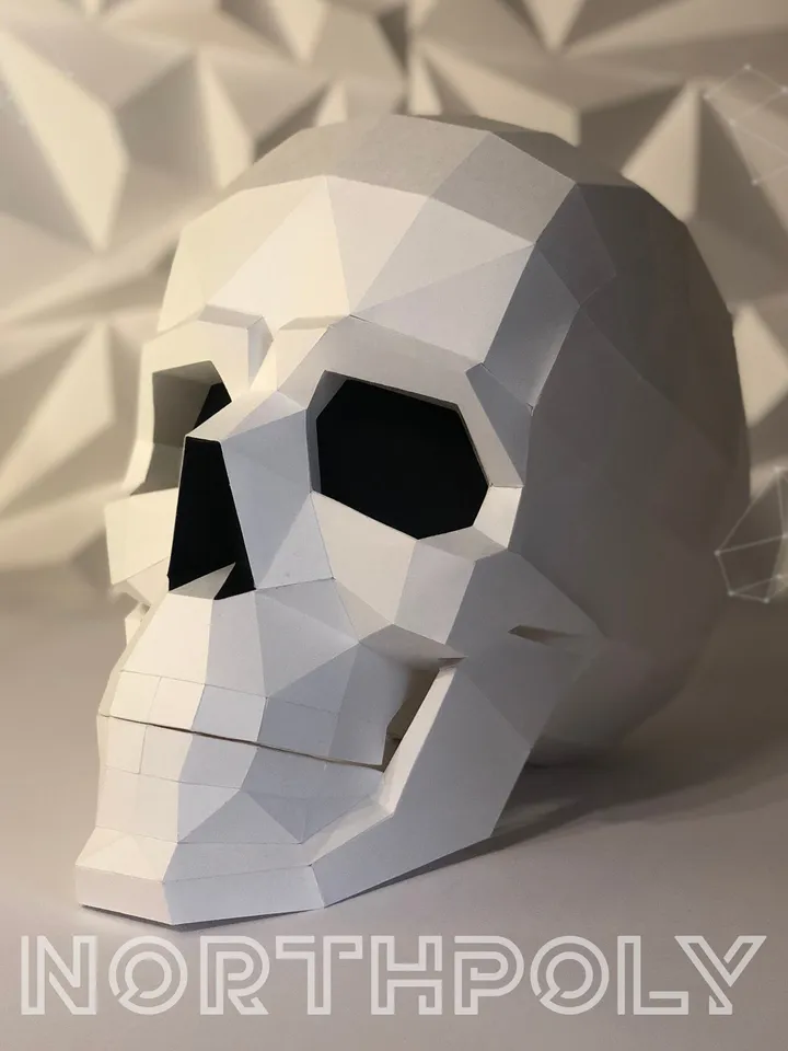 Skull Papercraft, Digital Template, PDF Download, Gurko, 3D Low Poly, Pepakura, DIY Origami Sculpture, Paper Decor, DIY Gift