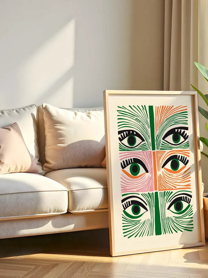 Abstract Eye Wall Art, Colorful Modern Eye Prints, Minimalist Digital Eye Poster, Vibrant Home Office Decor, Instant Download, Crazy eyes