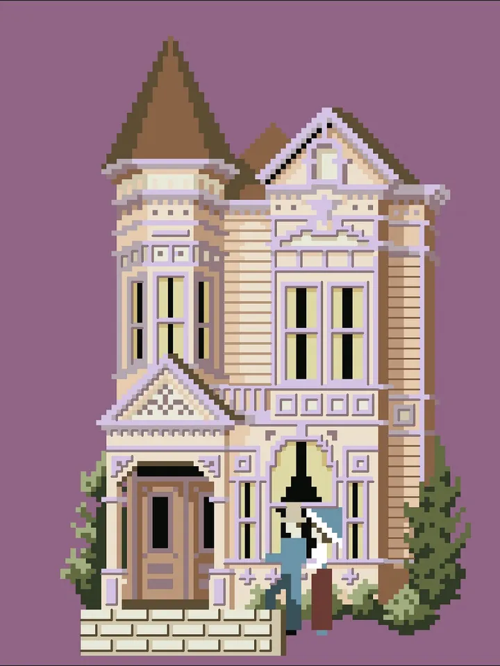 Vintage Cross Stitch Pattern Victorian House Counted Digital Download PDF