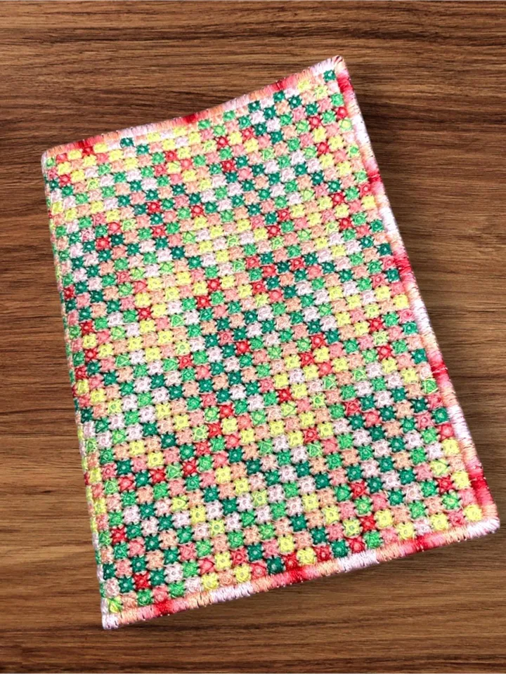 Machine embroidery design passport cover with diamond mosaic effect