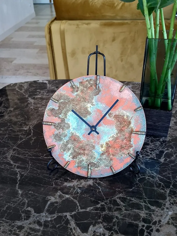 Rusty retro wall clock Art wall clock Unique hand painted clock  Silent clock