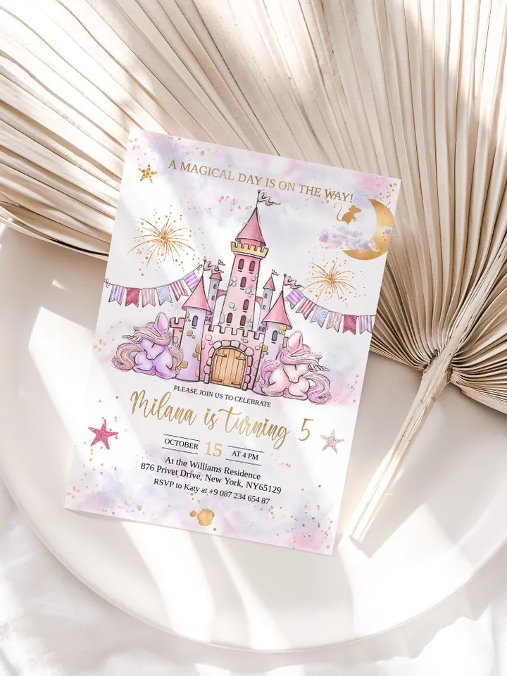 Unicorn Birthday Invitation Editable Unicorn Party Invitation A Magical Day is on the Way; uc1