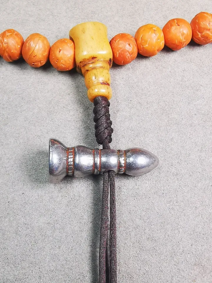 Gandhanra Handmade Tibetan Amulet,Stupa Pagoda Stamp Pendant Bead,Spacer Bead for Mala,Bag Hanging,Prayer Bead Accessories,1.0" × 0.3"