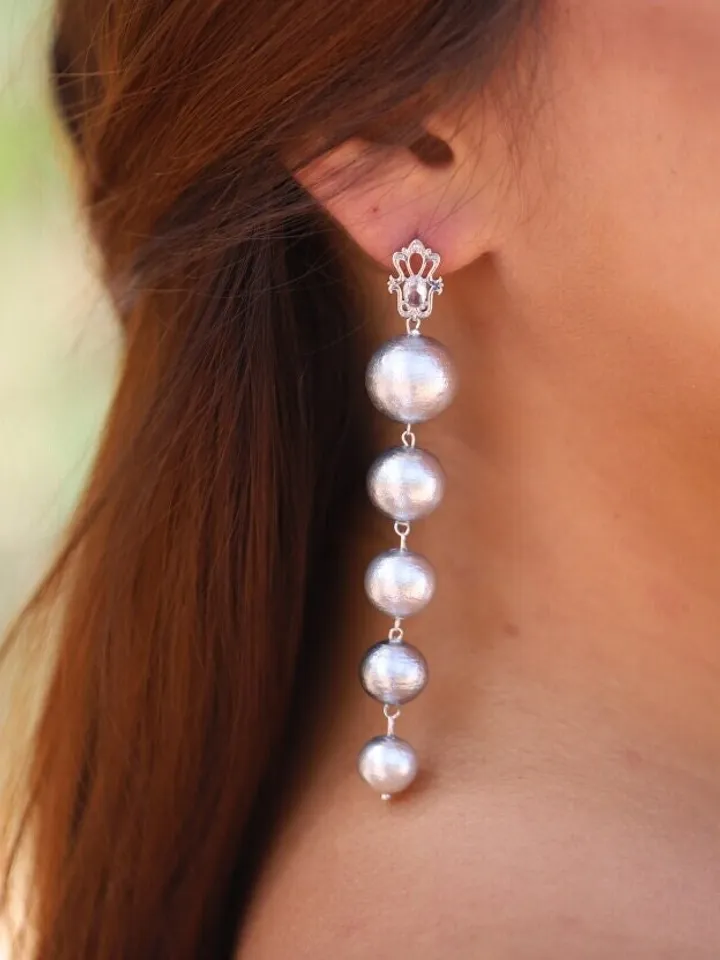 Art Deco Extra Long Pearl Wedding Earrings For Bride, Boho Bridal Earrings, Chandelier Statement Wedding Earrings, Pearl Bridal Jewelry,