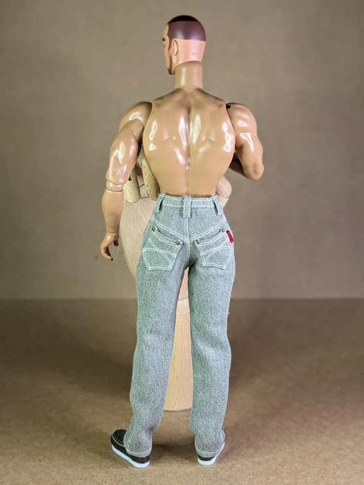 Realistic handmade khaki classic jeans for 13 inch fashion male doll (Adonis doll)