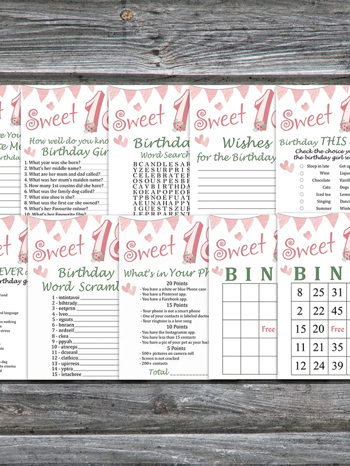 18th Birthday Party Games bundle,Adult birthday games package,Printable Birthday Games,INSTANT DOWNLOAD