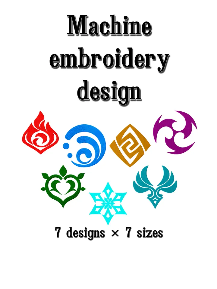 Genshin impact embroidery design. Embroidery designs trendy. Instant download.