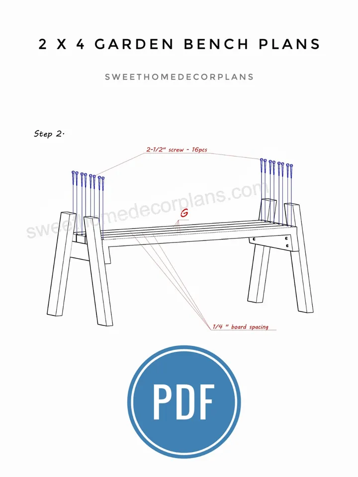 Diy 2 x 4 garden bench plans pdf for outdoor furniture. Wood bench patio furniture plans. Backyard simple wooden bench plans.