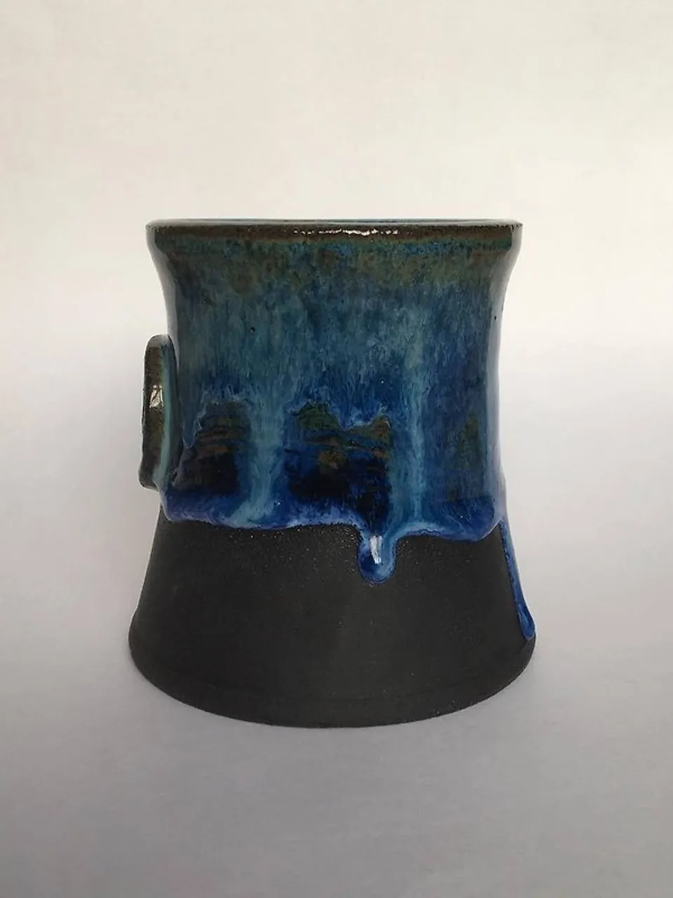Drakkar viking ship black and blue dripping stoneware mug