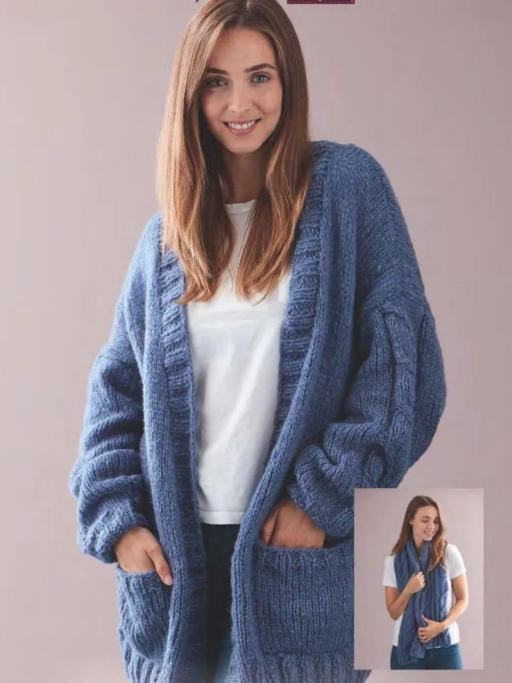 Cardigan knitting pattern, long cardigan, chunky cardigan pattern, women ladies cardigan pdf