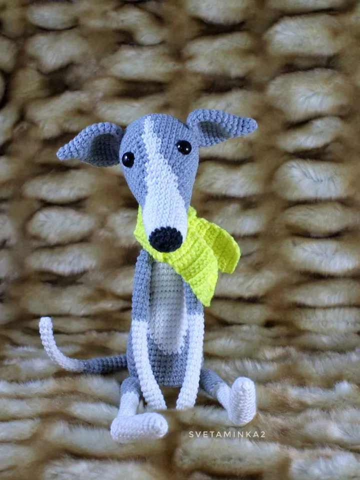 Greyhound Crochet Pattern, Whippet, Sighthound, Galgo, Italian Greyhound, Lurcher Amigurumi Dog. Digital Download. PDF.
