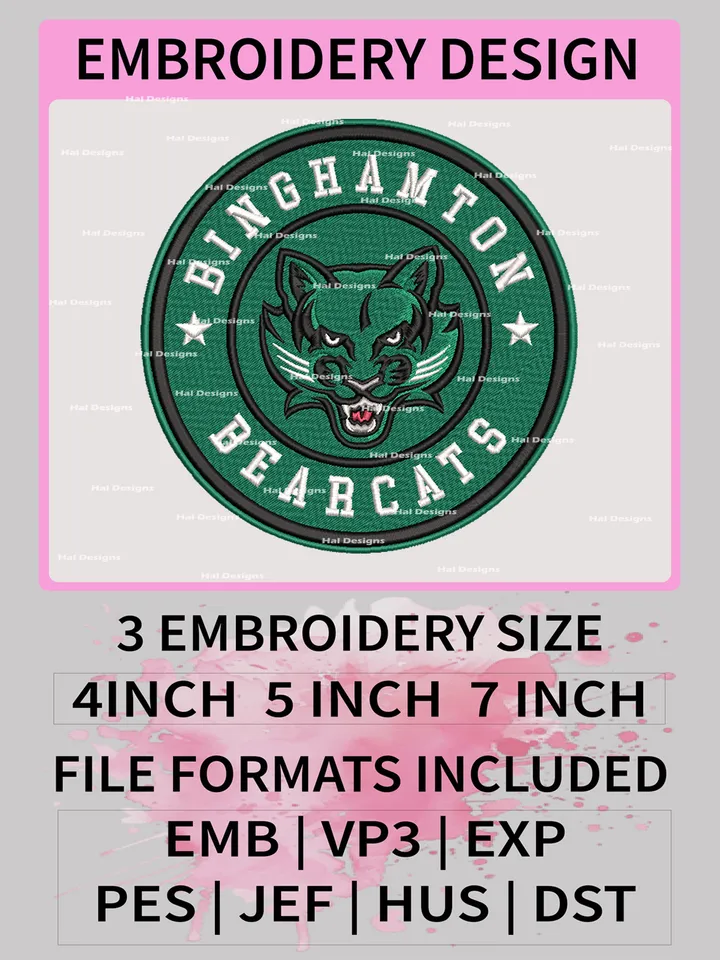 NCAA Binghamton Bearcats Embroidery File, 3 Sizes, 6 Formats, NCAA Machine Embroidery Design, NCAA Logo, NCAA Teams