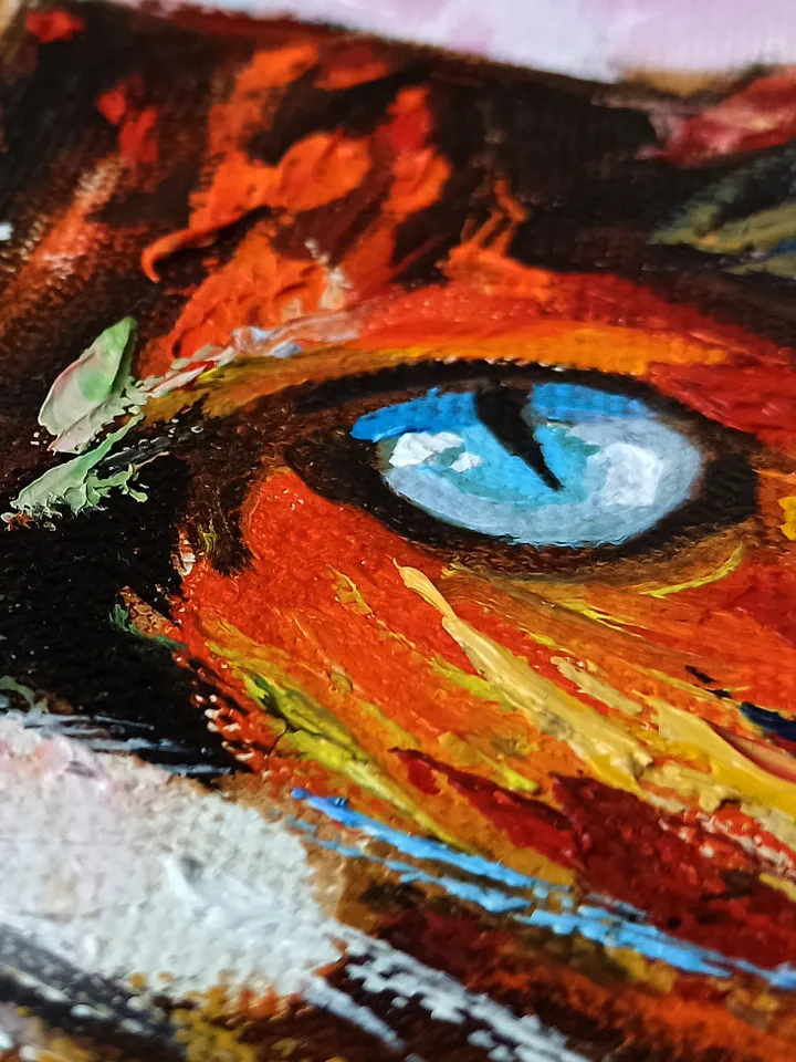 Extremely Angular Cat, original oil painting