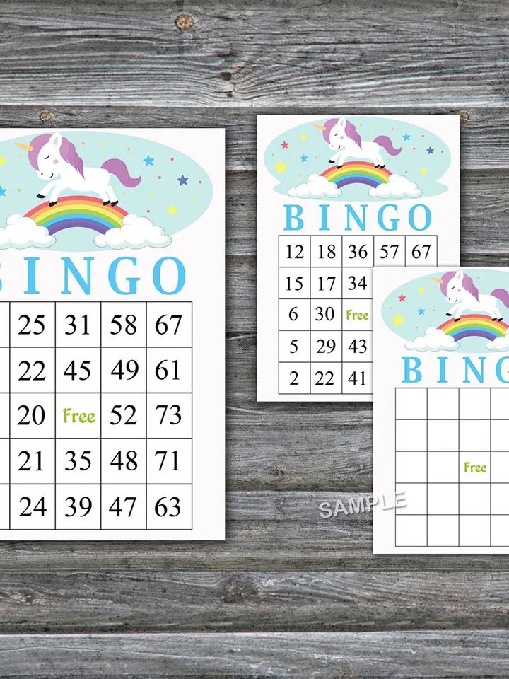 Unicorn bingo cards,Unicorn bingo game,Unicorn Printable bingo cards,60 Bingo Cards,INSTANT DOWNLOAD--379