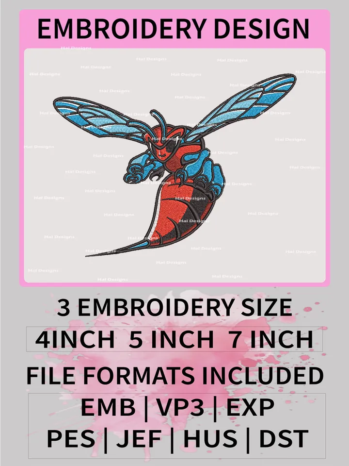 NCAA Delaware State Hornets Embroidery File, 3 Sizes, 6 Formats, NCAA Machine Embroidery Design, NCAA Logo, NCAA Teams