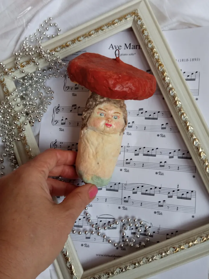 Vintage-Style Fairy Mushroom Christmas Ornament - Handmade with Free Shipping Christmas tree toy