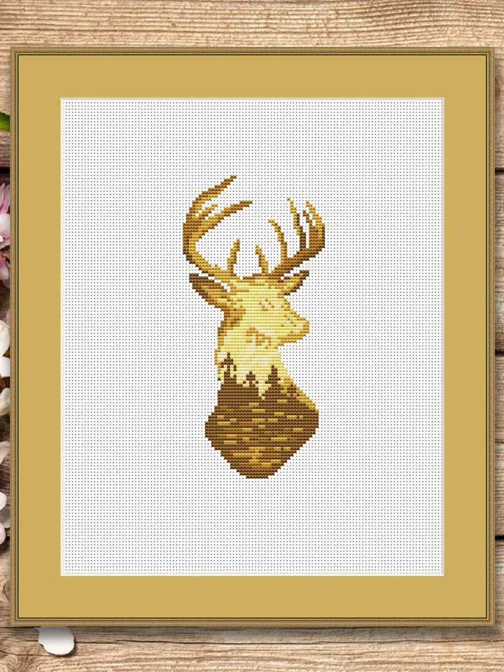 Deer Cross Stitch Pattern, Animal Cross Stitch, Embroidery Deer, Watercolor Deer Silhouette Cross Stitch, Modern Cross Stitch #anm025