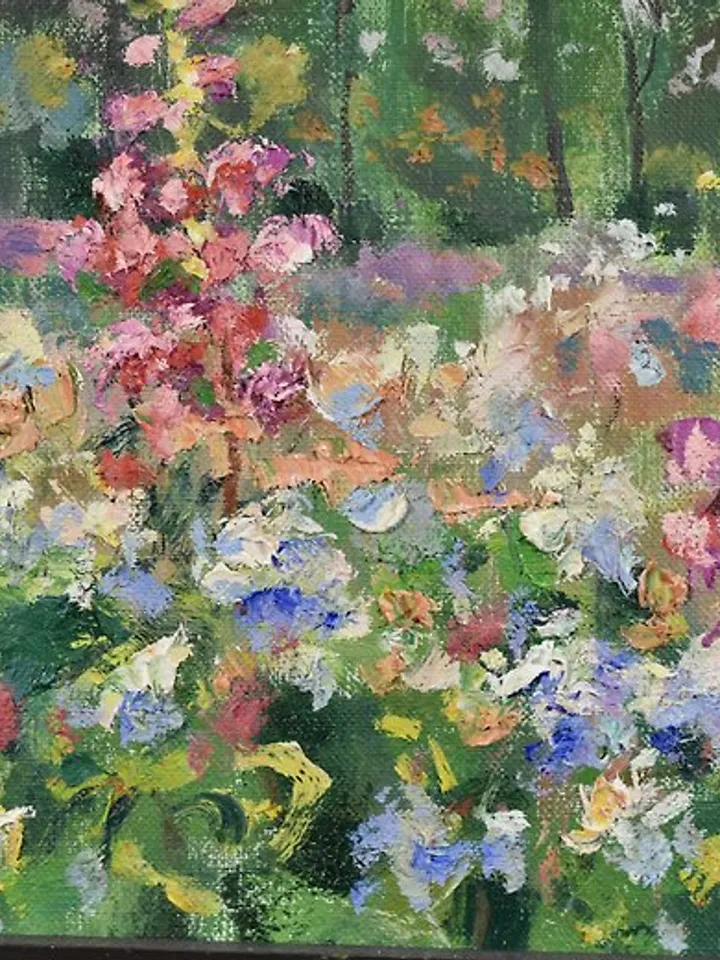 Nature Painting Landscape Blooming Meadow Wildflower Original Art