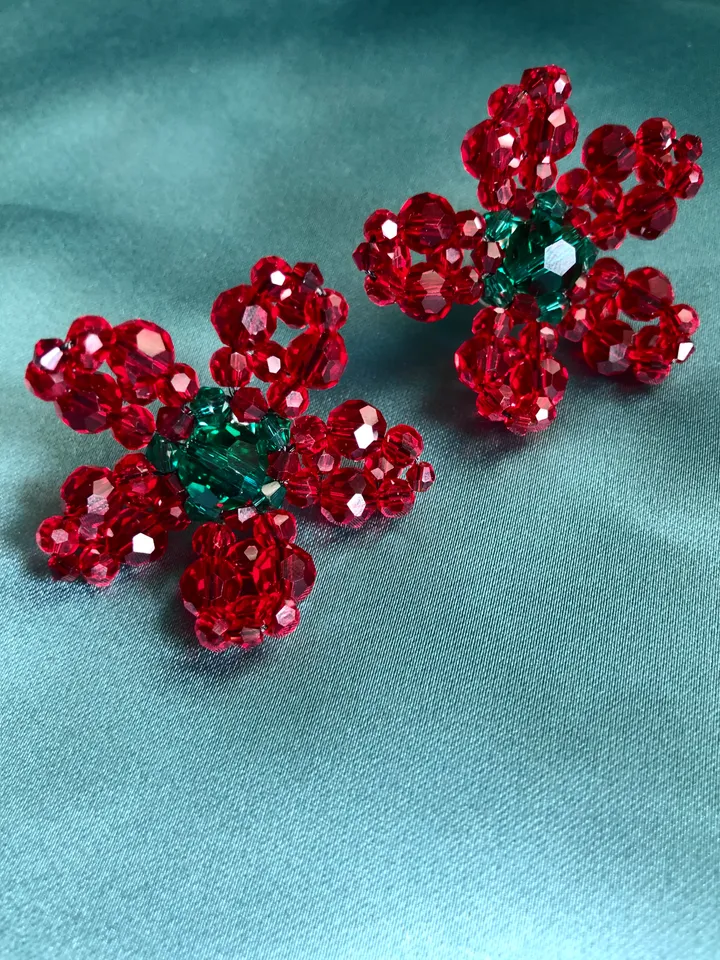 Crystal Flower Earrings Handmade