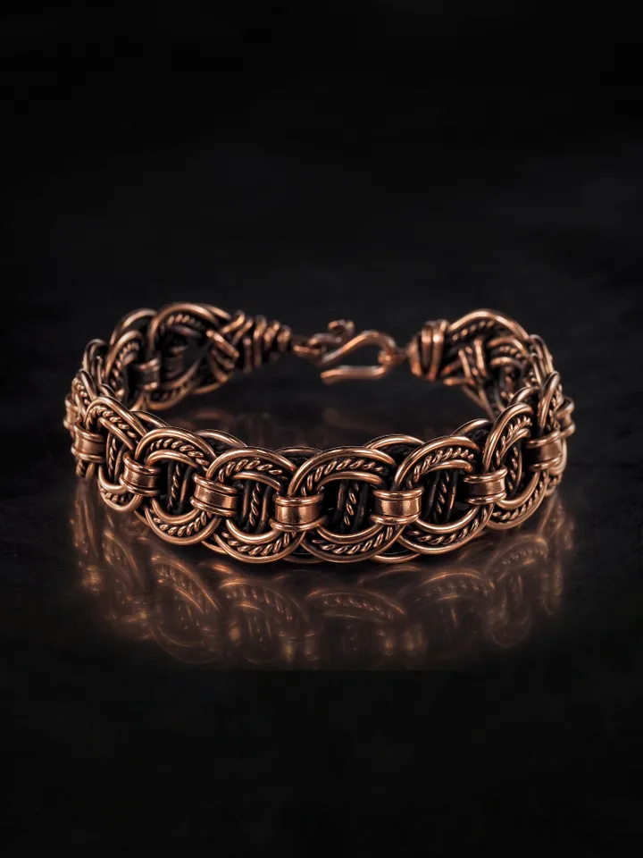 Woven copper wire bracelet Antique style handcrafted copper jewelry Unique gift